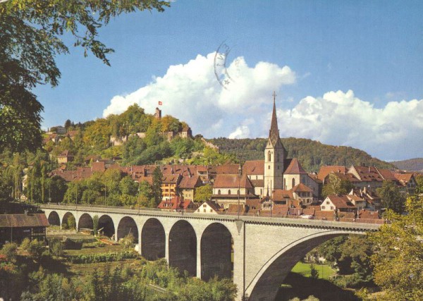 Baden - Hochbrücke mit Schlossruine Stein