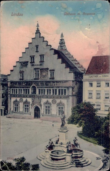 Lindau - Rathaus mit Brunnen Vorderseite
