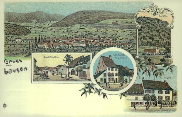 Gruss aus Lausen (1895); Reproduktion Vorderseite