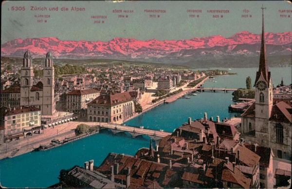 Zürich und die Alpen Vorderseite