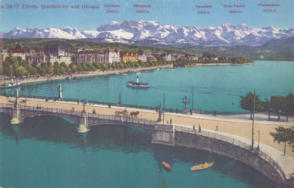 Zürich, Quaibrücke und Utoquai