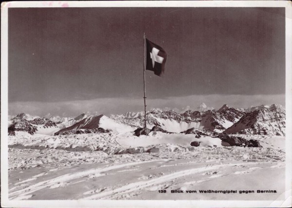 Blick vom Weisshorngipfel gegen Bernina. 1947
