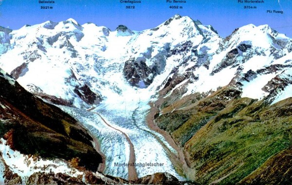 Morteratschgletscher und Berninagruppe vom Piz Languard Vorderseite