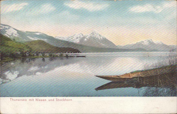 Thunersee mit Niesen und Stockhorn Rückseite