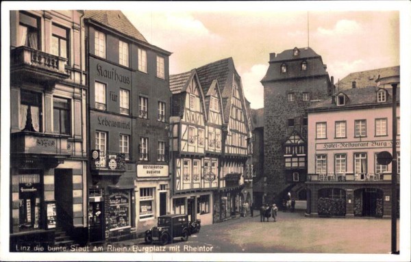 Linz die bunte Stadt am Rhein Burgplatz mit Rheintor Vorderseite