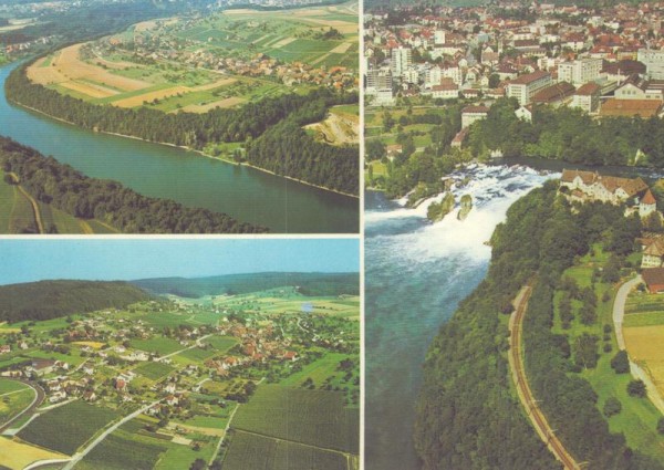 Uhwiesen ZH mit Rheinfall, Dachsen ZH - Flugaufnahmen Vorderseite