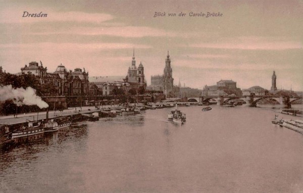 Dresden - Blick von der Carola - Brücke Vorderseite