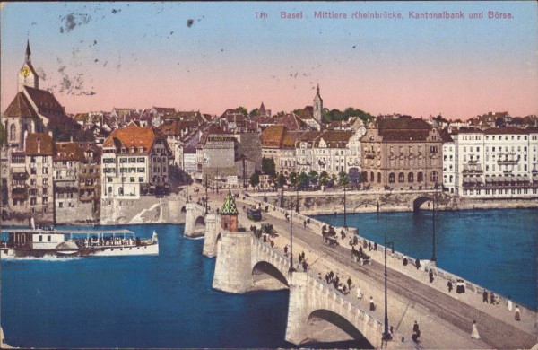 Basel, Mittlere Rheinbrücke, Kantonalbank, Börse