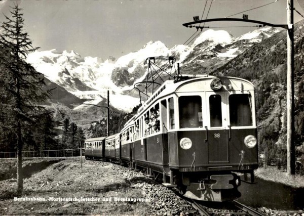 Berninabahn, Morteratschgletscher und Berninagruppe Vorderseite