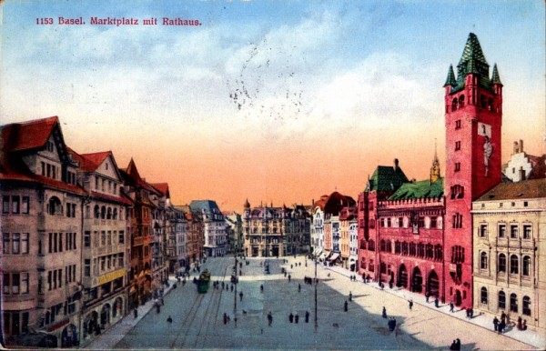 Marktplatz mit Rathaus, Basel. 1925