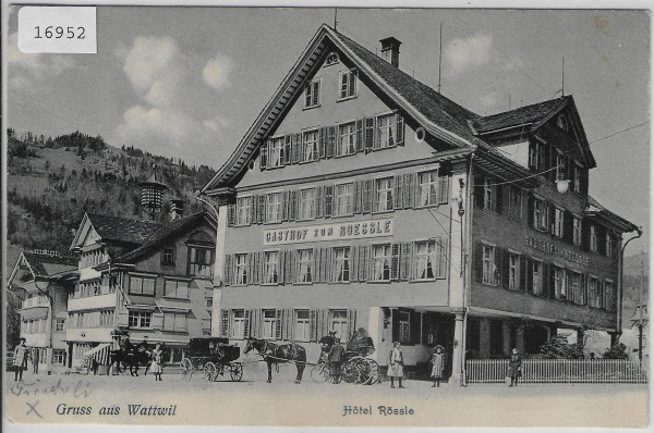 Gruss aus Wattwil - Hotel Rössle - Kutsche - animee belebt