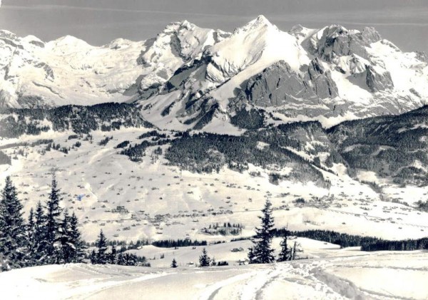 Wildhaus. Aussicht vom Gamserrugg gegen Säntis, Schafberg und Altmann Vorderseite