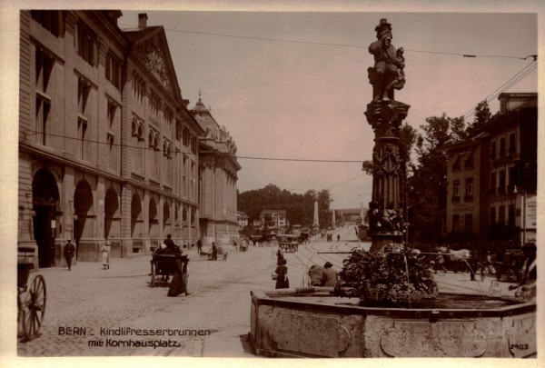 Kindlifresserbrunnen mit Kornhausplatz in Bern