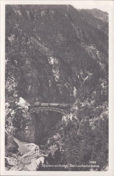 Mittenwaldbahn, Schlossbachklamm Vorderseite