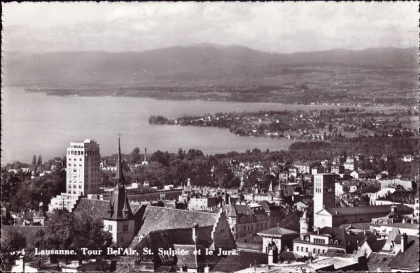 Lausanne. Tour Bel'Air St. Sulpice et le Jura