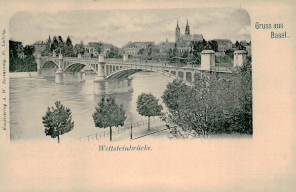 Gruss aus Basel, Wettsteinbrücke Vorderseite