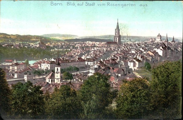 Bern auf Stadt vom Rosengarten aus Vorderseite