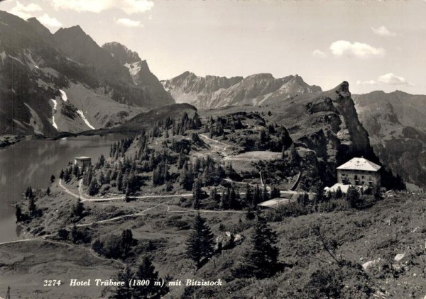 Hotel Trübsee mit Bizistock. 1948 Vorderseite