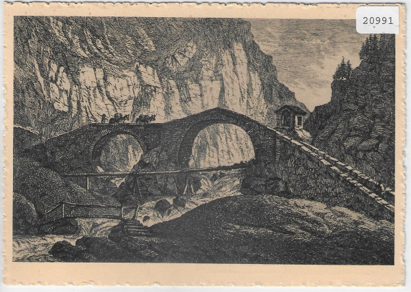 Alte Brücke im Tessin - Künstlerkarte