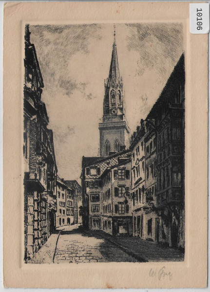 St. Gallen - Schmiedgasse - Original-Radierung Handabzug