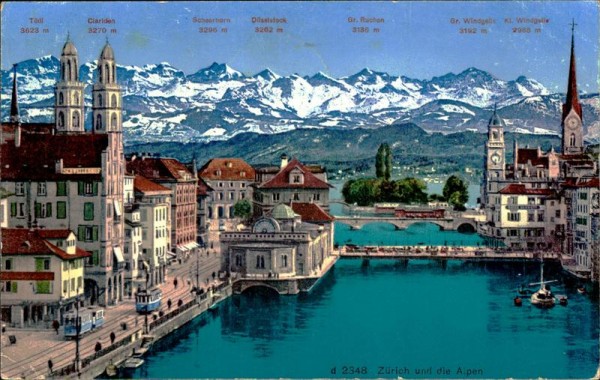 Zürich und die Alpen Vorderseite