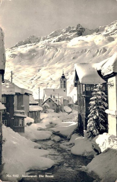 Andermatt. Die Reuss Vorderseite