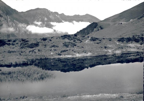 Pischolersee b. Obertschappina a. Heinzenberg, Blick gegen Pischolenalp, Vorab u. Piz Grisch Vorderseite