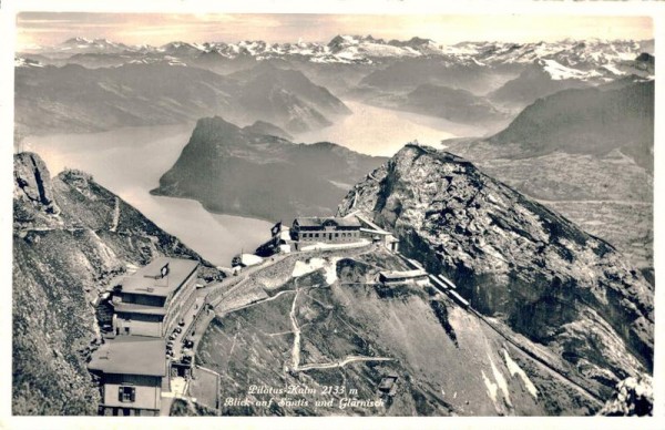 Pilatus-Kulm. Blick auf Säntis und Glärnisch Vorderseite