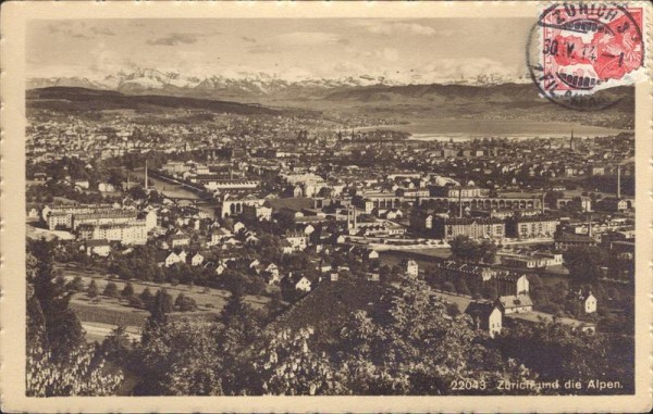 Zürich und die Alpen Vorderseite