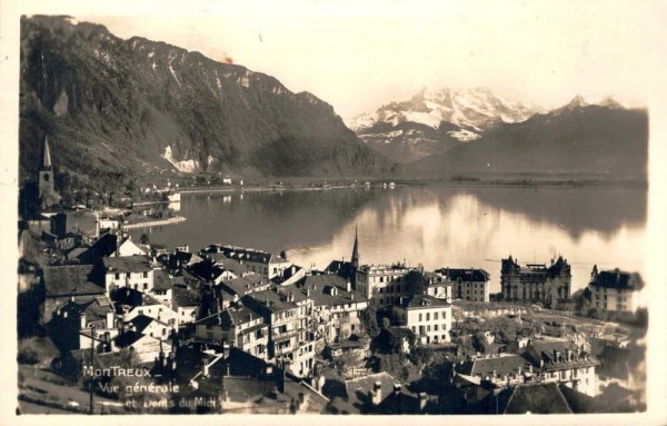 Montreux - Vue générale et les Dents du Midi. 1928 Vorderseite