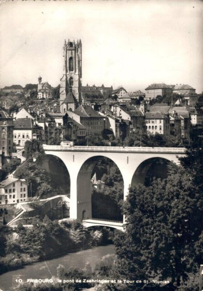 Fribourg. Le pont de Zaehringen et la Tour de St. Nicolas Vorderseite
