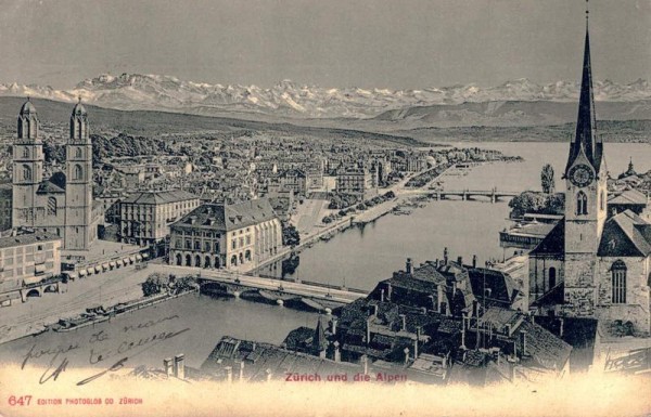 Zürich und die Alpen. 1906 Vorderseite