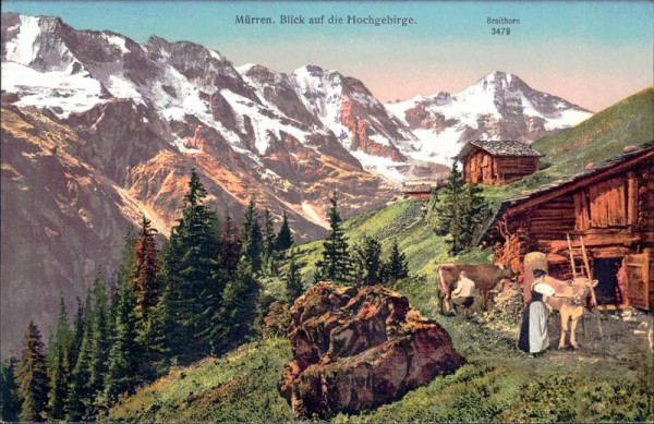 Mürren. Blick auf die Hochgebirge Vorderseite