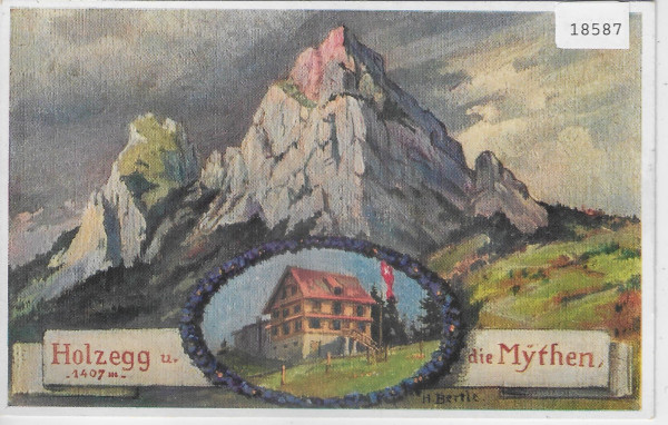 Holzegg und Gr. Mythen - Künstlerkarte