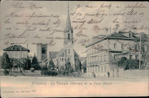Friebourg - Le Temple réformé et la Henri Vorderseite