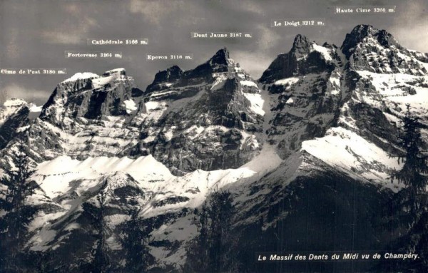 Le Massif des Dents du Midi vu de Champéry. Vorderseite