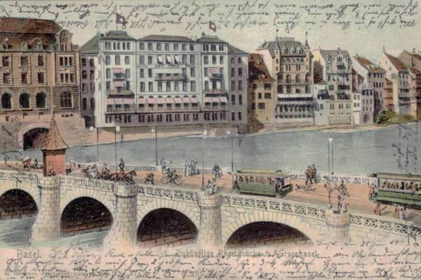 Zukünftige Rheinbrücke mit Grossbasel, Basel Vorderseite