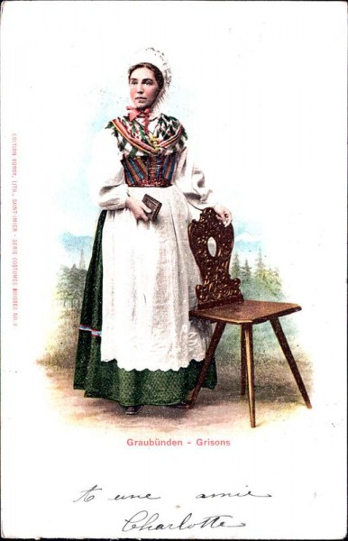 Tracht von Graubünden Vorderseite