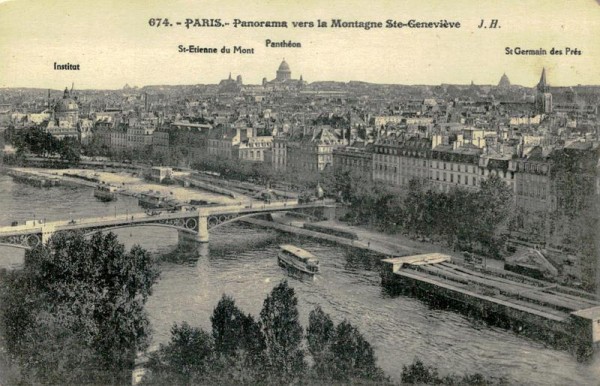 Panorama vers la Montagne Ste-Geneviève, Paris um ca. 1919 Vorderseite