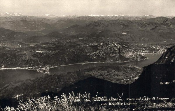 Monte Generoso. Vista sul Lago di Lugano con Melide e Lugano Vorderseite