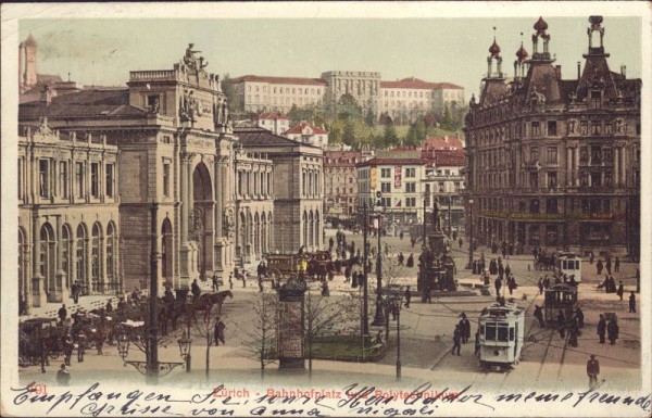 Zürich, Bahnhofplatz und Polytechnikum