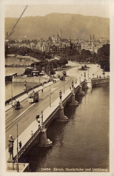 Zürich. Quaibrücke und Uetliberg. 1926