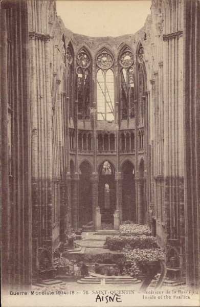 Saint Quentin, Intérieur de la Basilique, guerre mondiale 1914-18