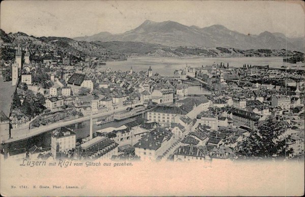 Luzern mit Rigi vom Gütsch aus gesehen. Vorderseite
