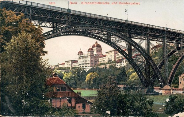 Bern, Kirchenfeldbrücke und Bundespalast Vorderseite