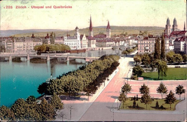 Zürich - Utoquai und Quaibrücke Vorderseite