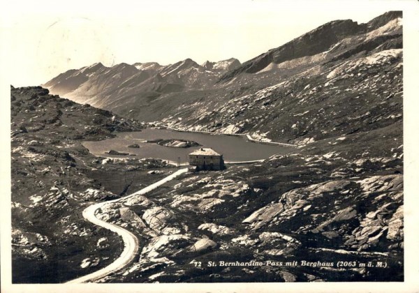 San Bernardino-Pass mit Berghaus. 1934 Vorderseite