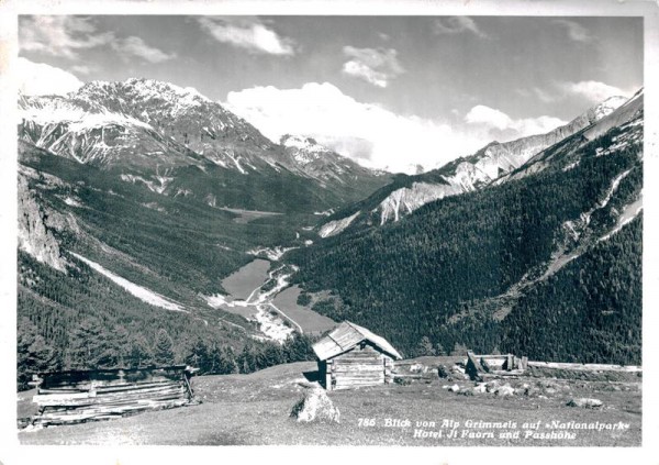 Zernez, Blick von Alp Grimmels auf Nationalpark Vorderseite