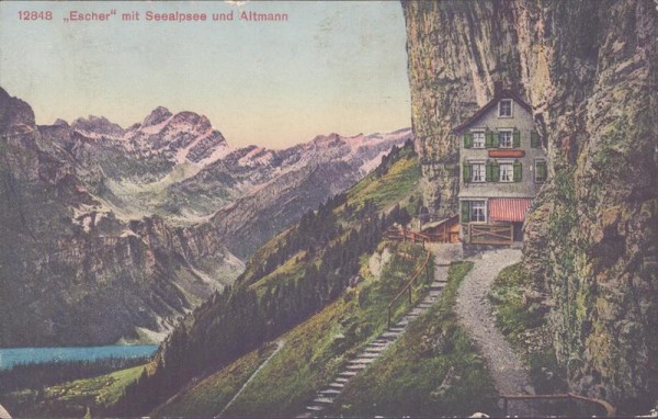 Escher mit Seealpsee und Altmann, Aescher Vorderseite