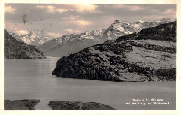 Urnersee bei Brunnen mit Seelisberg und Bristenstock. 1933 Vorderseite